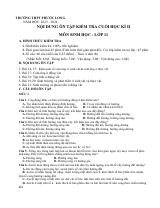 Đề cương ôn tập Học kì 2 Sinh học 11 năm 2023–2024 trường THPT Phước Long (TP Hồ Chí Minh)